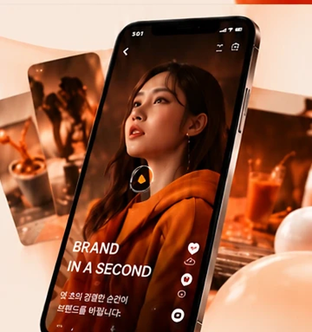 스마트폰에 표시된 브랜드 숏폼 콘텐츠 예시